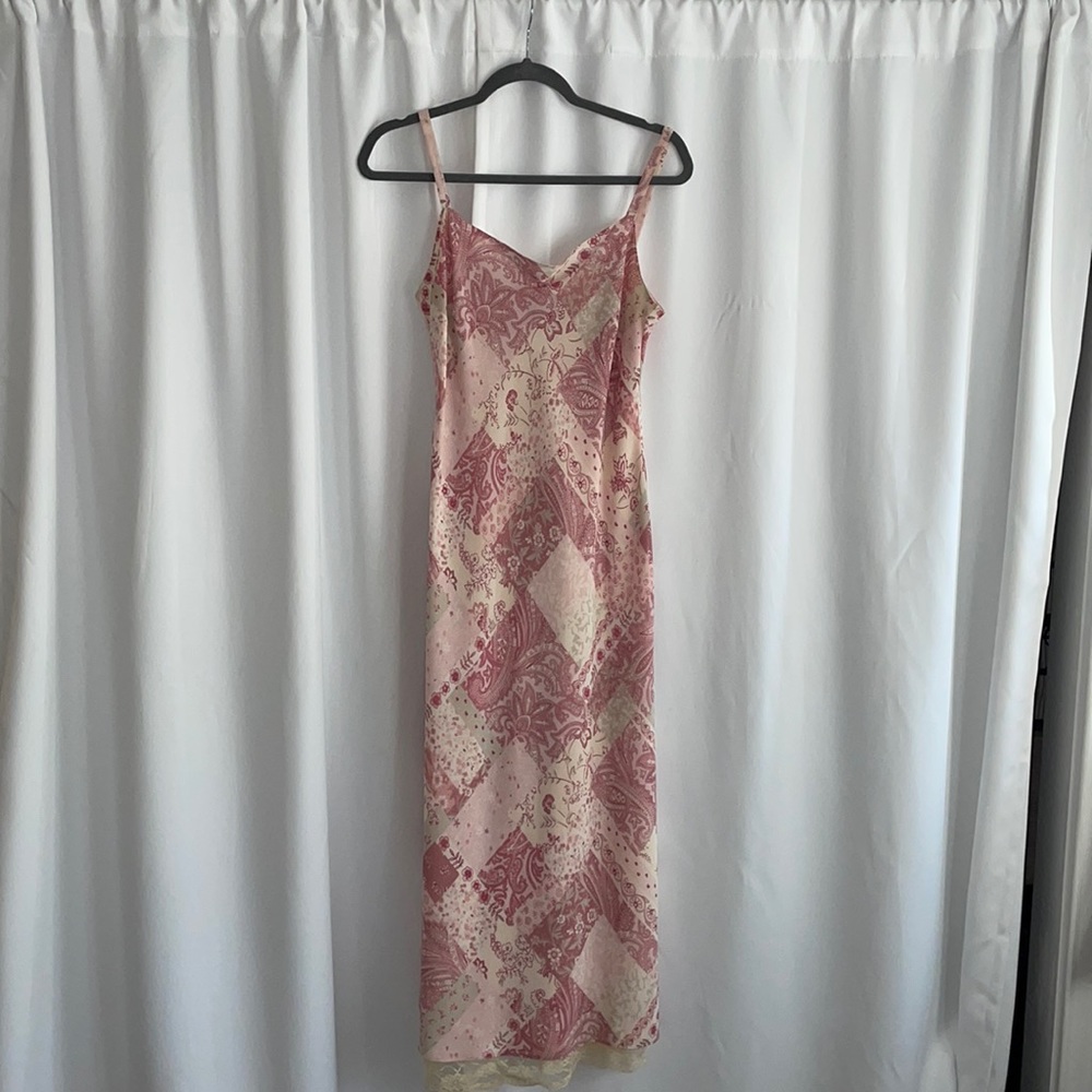 VTG Plaza South Sz8 Rose Pedals Midi Sleeveless Dress Ruffle